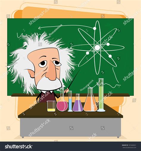 Vector Albert Einstein Cartoon Classroom Scene Stock Vector Royalty