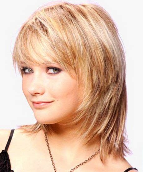Ah, yes, the triangle face: Modern Medium Length Haircuts With Bangs Layers For Thick ...