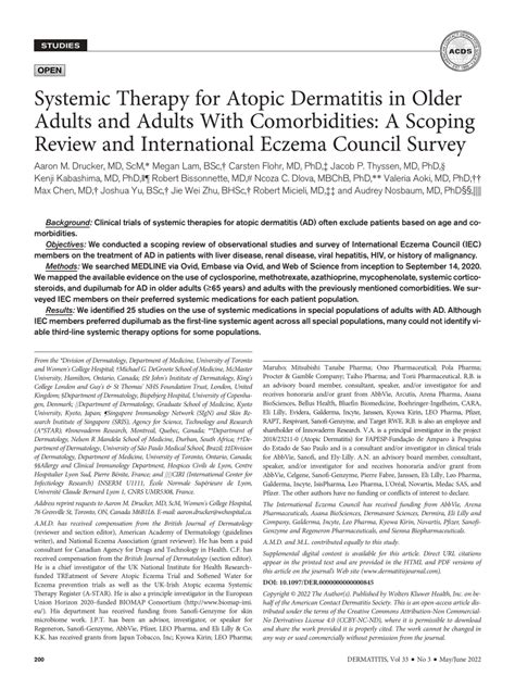 Pdf Systemic Therapy For Atopic Dermatitis In Older Adults And Adults