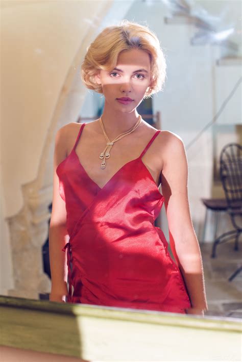 Free Download Hd Wallpaper Women Blonde Room Short Hair Red Dress Necklace Met Art