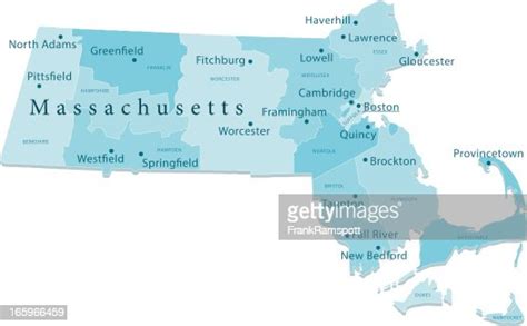 Massachusetts Vector Map Regions Isolated High Res Vector Graphic