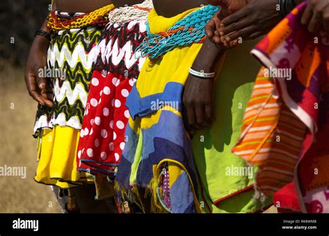 Mudimba Tribe Women Wearing Their Traditional Outfit Cunene Province Cahama Angola Stock