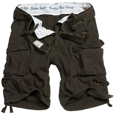 Surplus Military Combat Raw Vintage Division Cargo Mens Shorts Belt
