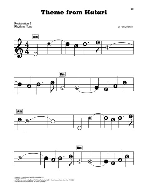 Theme From Hatari Sheet Music Henry Mancini E Z Play Today