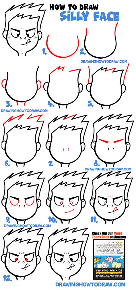 How To Draw A Silly Cartoon Face Trying To Touch Tongue To Nose Easy