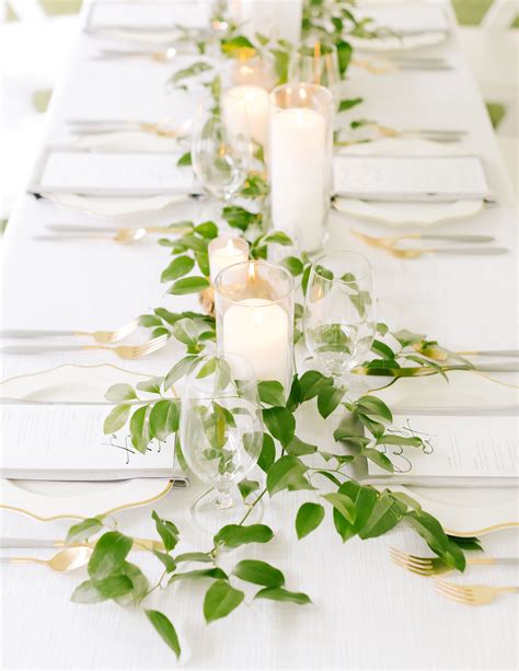 Smilax Placed Loosely Down The Center Of The Table Rectangle Wedding