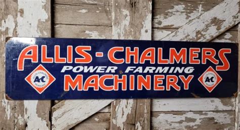 Allis Chalmers Vintage Porcelain Sign 4ft Large Oil Gas Farm Tractor