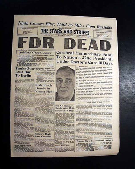Death Of Franklin D Roosevelt In A Military Newspaper