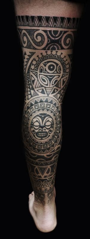 Dotwork Maori Polynesian Fusion Leg Sleeve 2 By Obi Tattoonow