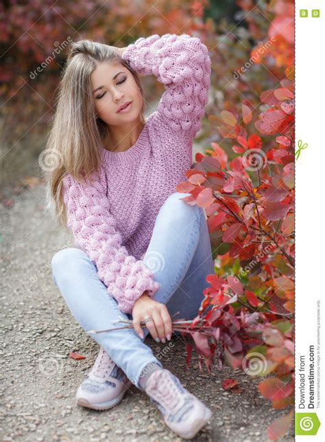 Beautiful Woman In Autumn Park Stock Image Image Of Brown Leaf 82201199