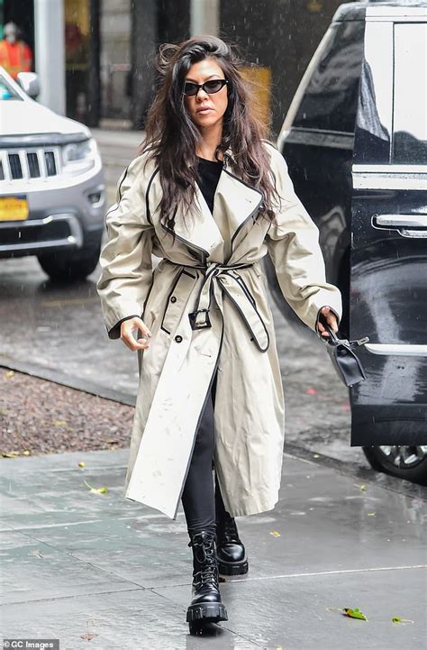 Kourtney Kardashian Wears Trench Coat With Addison Rae In New York