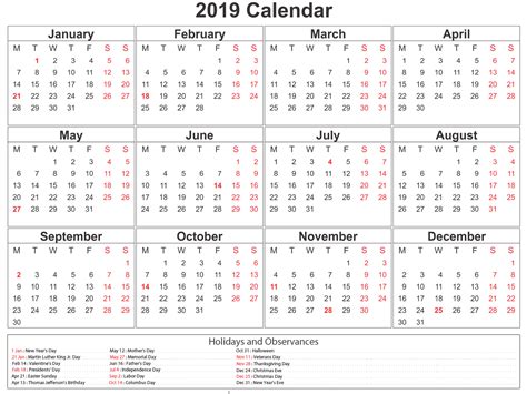 Printable South Africa 2019 Calendar 2019 Calendar Free Calendar
