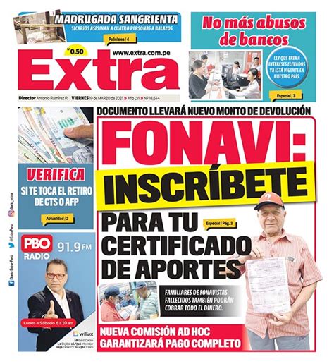 PORTADA DEL DÍA DE EXTRA Diario Extra