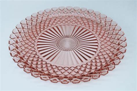 Vintage Blush Pink Depression Glass Wedding Cake Plate Waterford