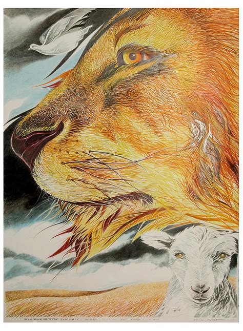 This partial abstraction and decomposition of the drawn object looks. Lion And Lamb And Dove Mixed Media by John Morris