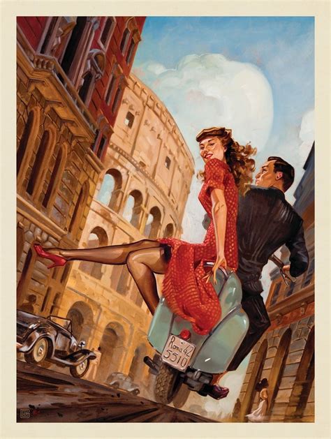 Oil Painting Rome By Vespa Anderson Design Group Italie Vintage Affiches Design Vintage