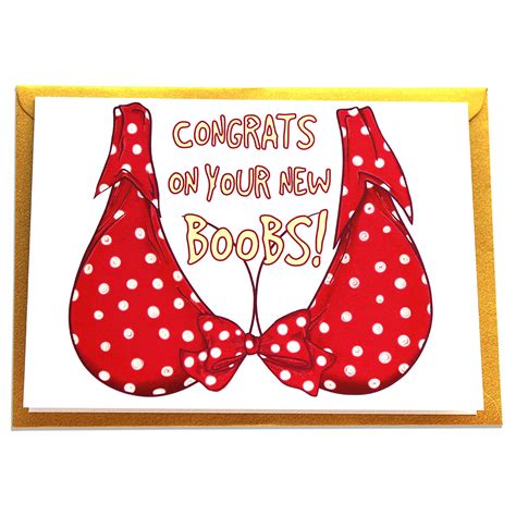 Congrats On Your New Boobs Handmade Card Congratulations