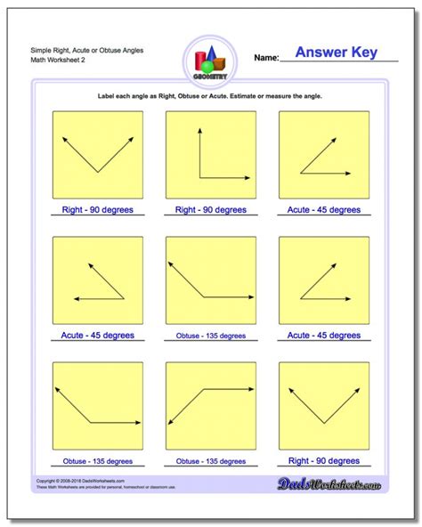 Angles Worksheet For 4th Grade