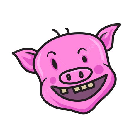 Gambar Stiker Kepala Babi Tersenyum Yang Digambar Tangan Stiker Babi