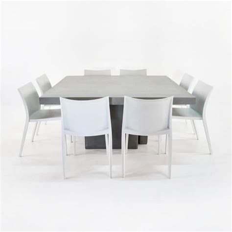 Style your dining room with a range of oak, glass, marble or round dining tables & suites from archipro. Square Raw Concrete Dining Table And Chairs Set | Design ...