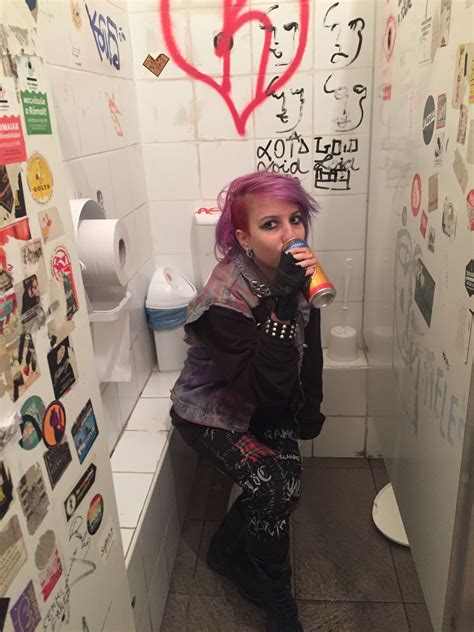 punk sitting on the toilet and drinking beer alternative mode alternative outfits alternative