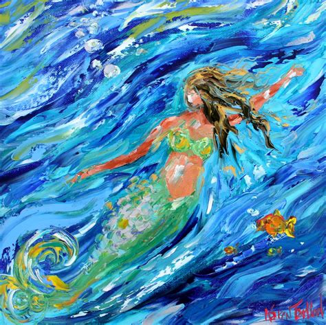 Mermaid Art Canvas Print Made From Image Of Past Painting By Karen