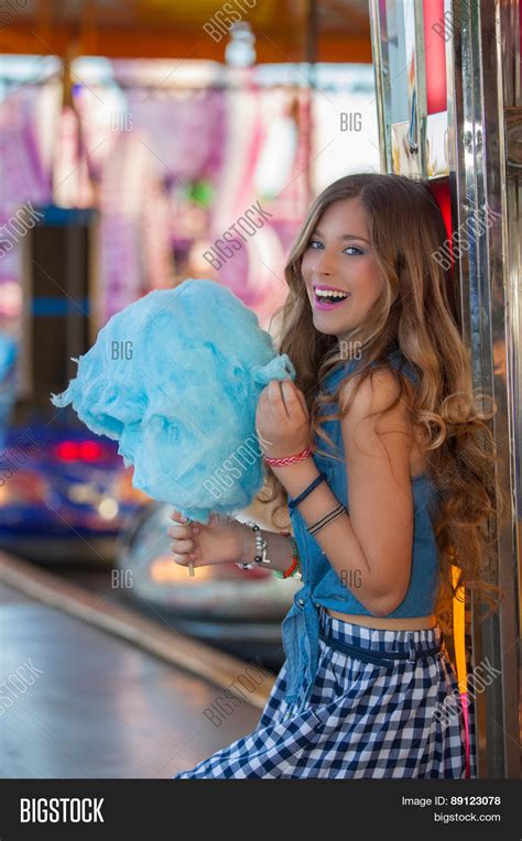 Teen Girl Carnival Fair Candy Floss Image And Photo Bigstock