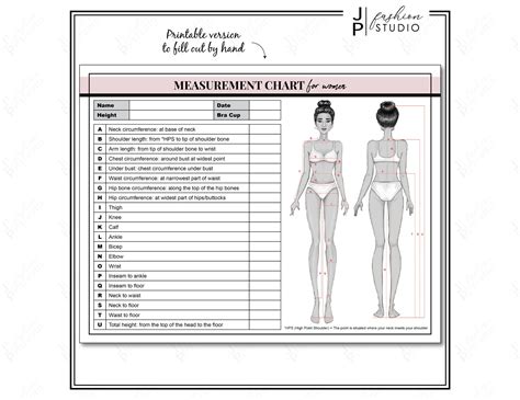 Printable Womens Body Measurement Sheet Fashion Etsy Uk