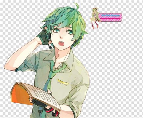 Renders Vocaloid Male Green Haired Anime Character