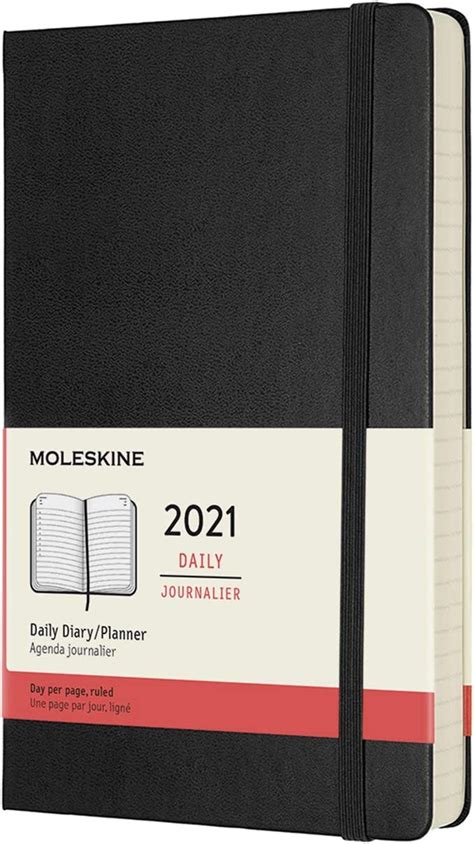 moleskine 12 month daily planner 2021 daily diary 2021 hard cover and elastic closure large