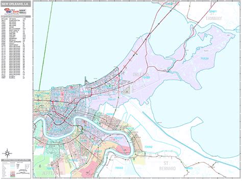 Zip code 70119 is located in southeast louisiana and covers a slightly less than average land area compared to other zip codes in the united states. New Orleans Louisiana Wall Map (Premium Style) by MarketMAPS