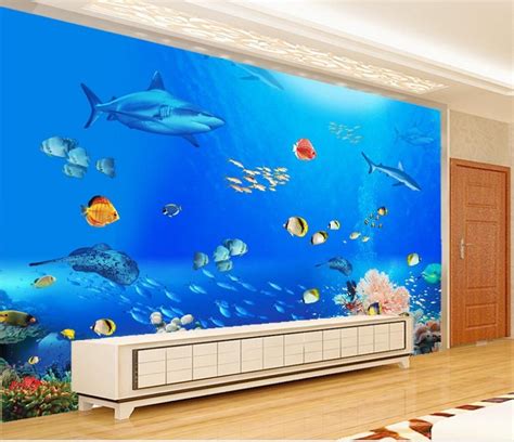 Mural 3d Wallpaper 3d Wall Papers For Tv Backdrop Ocean Dolphin Murals