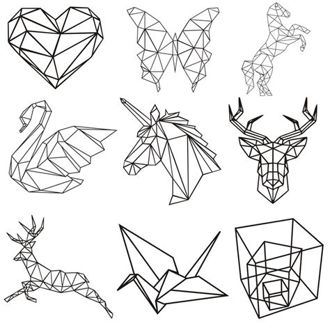 Color the picture with geometric shapes. Geometric Animal Series Unicorn Kids Room Wall Sticker ...