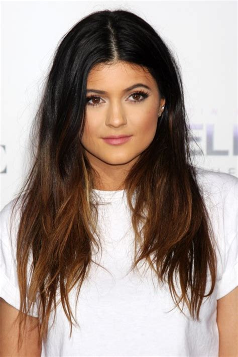 Kylie Jenner Straight Dark Brown Angled Ombré Hairstyle Steal Her Style