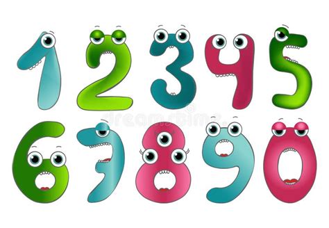 Funny Vector Cute Monster Numbers Colorful Numbers For Mathematics And