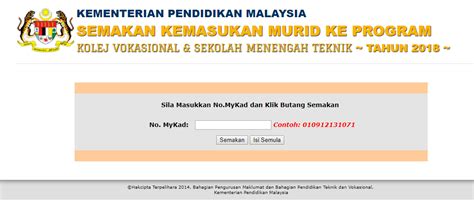 Download as pdf, txt or read online from scribd. Semakan Keputusan Permohonan Kemasukan ke Kolej Vokasional ...