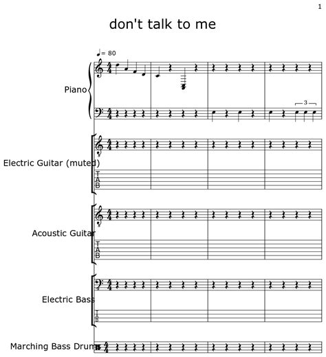 Dont Talk To Me Sheet Music For Piano Electric Guitar Acoustic