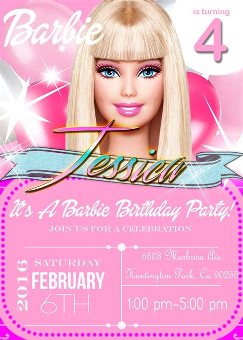 Barbie Birthday Invitation Festa De Aniversário Da Barbie Convite
