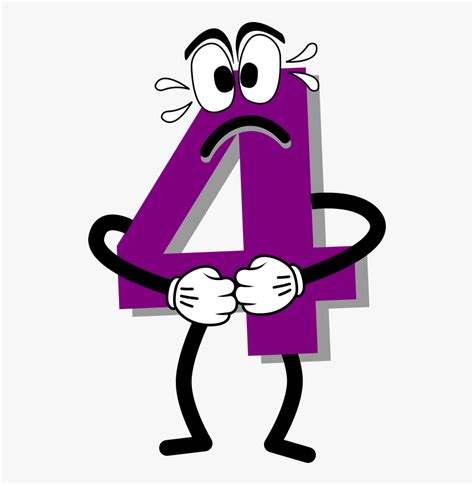 Scared Purple 4 Number Clipart Hd Png Download Kindpng