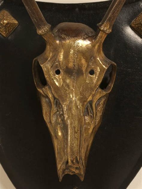 French Polished Brass Stag Skull At 1stdibs
