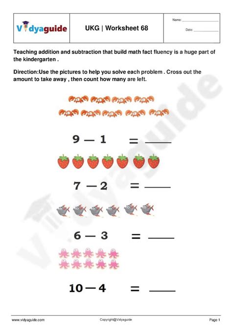 Download UKG PDF Worksheets - Set 12 | Kindergarten worksheets, Free