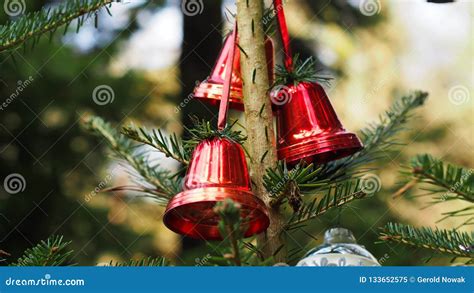 Christmas Decoration With Red Bells Stock Image Image Of Seasons