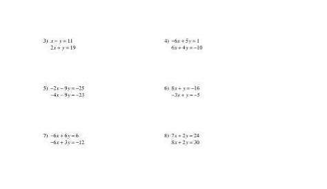 system of equations elimination worksheets