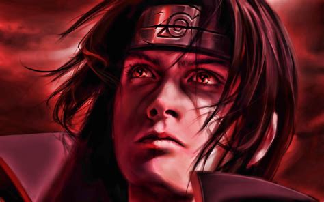 Download Wallpapers 4k Itachi Uchiha Akatsuki Manga Red Eyes