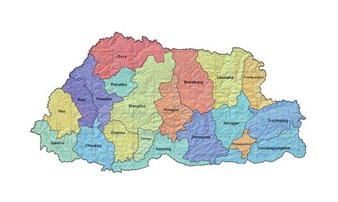 Detailed Administrative And Relief Map Of Bhutan Bhutan Asia