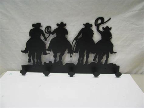 Cowboys Coat Rack Metal Western Wall Art Silhouette Western Wall Art