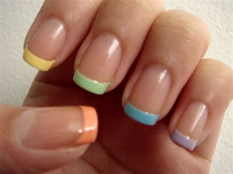 Rainbow French Manicure Colored French Nails French Nail Art French Tip Nails French Tips