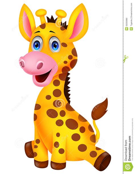 Cute Baby Giraffe Cartoon Stock Photo Image 33235980