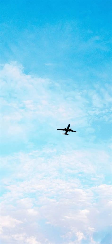 Download Light Blue Phone Plane In Sky Wallpaper