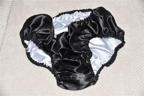 Double Layered Black And White Satin Panties Inside Panties Etsy